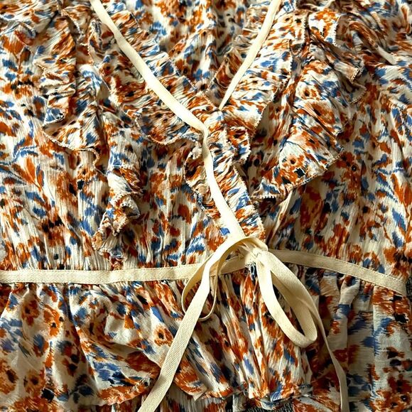 Ulla Johnson Floral Ruffle Blouse - Orange and Blue - Picture 8 of 9